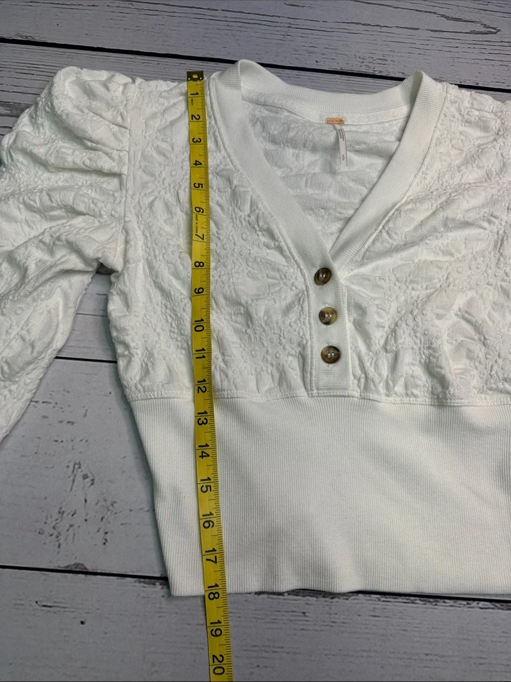 Women's free people Gemma Puffed- Sleeve Henley Top Size S